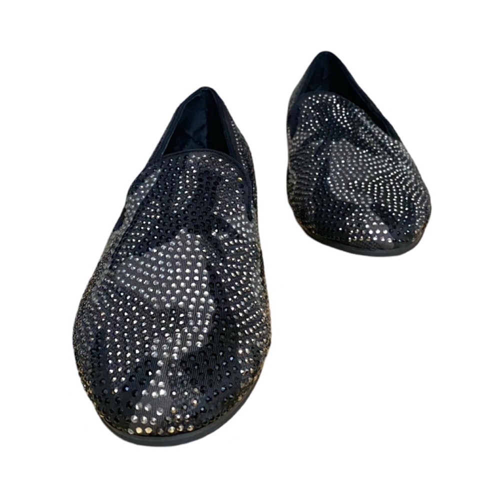 Steve Madden Black and Silver Perforated Flats